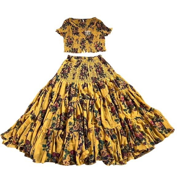 Free People Blooming Romance Goldenrod Top & Skirt Combo - Picture 7 of 17